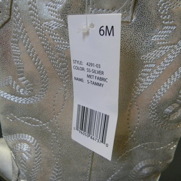 Sugar Womens Tammy Silver Embroidered Tall Cowboy, Western Boots Shoes NWT - Picture 9 of 12
